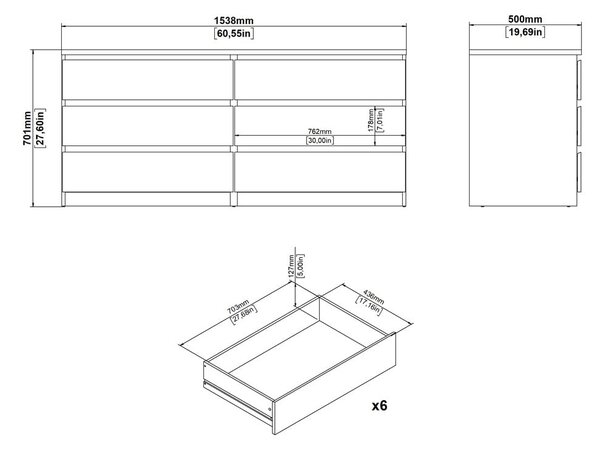 Komoda u dekoru hrasta u prirodnoj boji 154x70x50 cm Naia – Tvilum