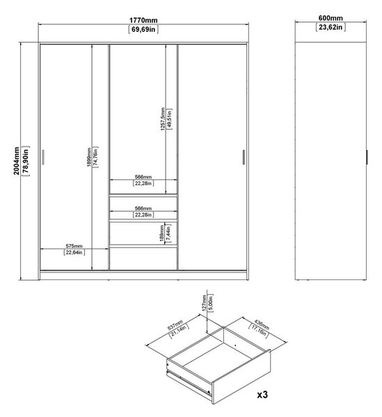 Ormar u dekoru hrasta s kliznim vratima u prirodnoj boji 177x200x60 cm Naia – Tvilum