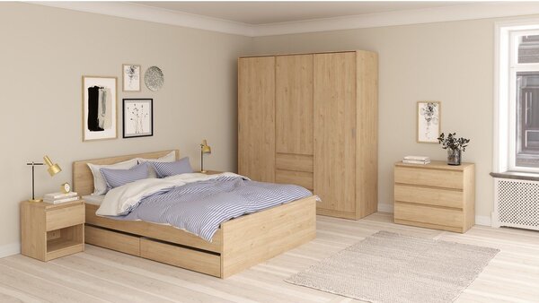 Ormar u dekoru hrasta s kliznim vratima u prirodnoj boji 177x200x60 cm Naia – Tvilum