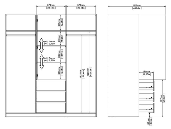 Ormar u dekoru hrasta s kliznim vratima u prirodnoj boji 177x200x60 cm Naia – Tvilum