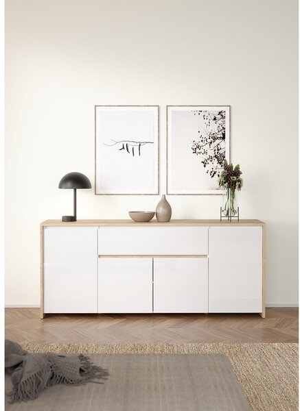 Bijela/u prirodnoj boji komoda u dekoru hrasta 197x84x48 cm Next – Tvilum