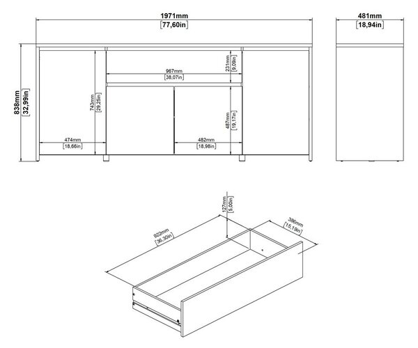 Bijela/u prirodnoj boji komoda u dekoru hrasta 197x84x48 cm Next – Tvilum