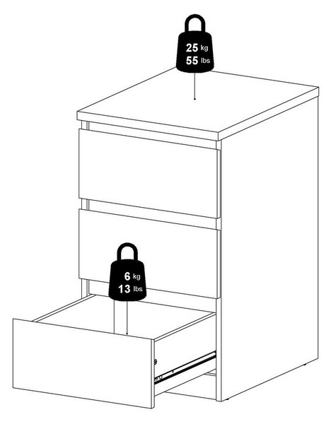 Komoda u dekoru hrasta u prirodnoj boji 40x70x50 cm Naia – Tvilum