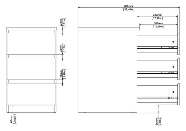 Komoda u dekoru hrasta u prirodnoj boji 40x70x50 cm Naia – Tvilum
