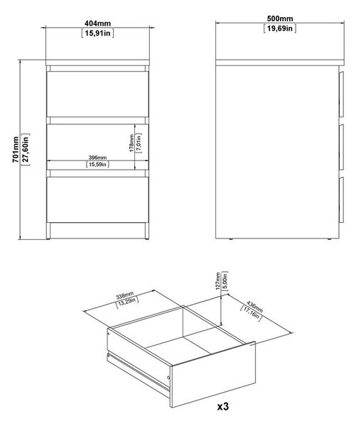 Komoda u dekoru hrasta u prirodnoj boji 40x70x50 cm Naia – Tvilum