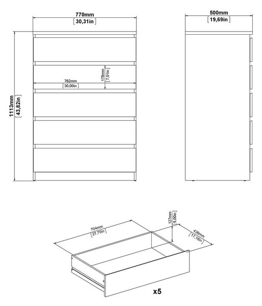 Komoda u dekoru hrasta u prirodnoj boji 77x111x50 cm Naia – Tvilum