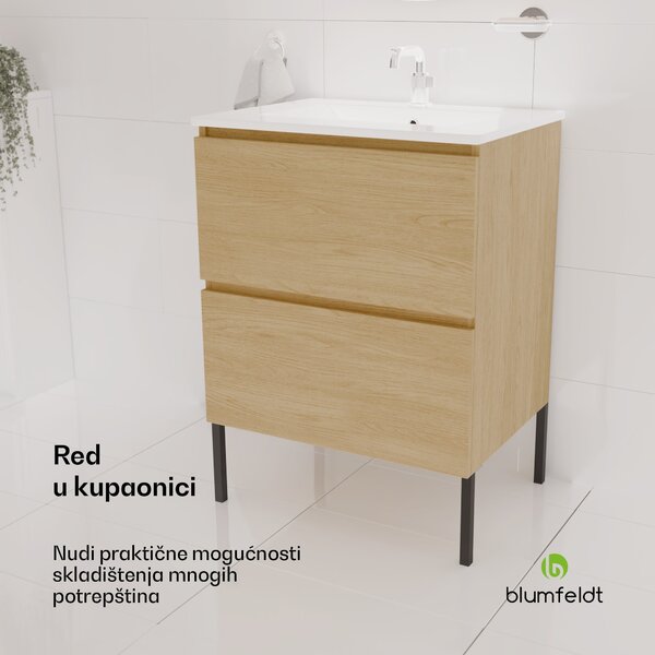 Blumfeldt Johnstone, umivaonik i kupaonski ormarić, 60 cm, keramički umivaonik
