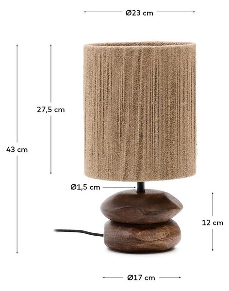 Stolna lampa od masivnog bagrema u tamnoj prirodnoj boji (visina 43 cm) Kor – Kave Home