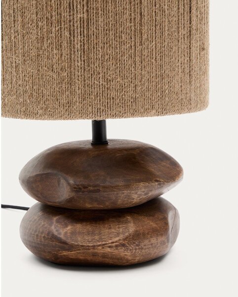 Stolna lampa od masivnog bagrema u tamnoj prirodnoj boji (visina 43 cm) Kor – Kave Home