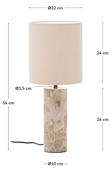 Bež mramorna stolna lampa s tekstilnim sjenilom (visina 54 cm) Raze – Kave Home