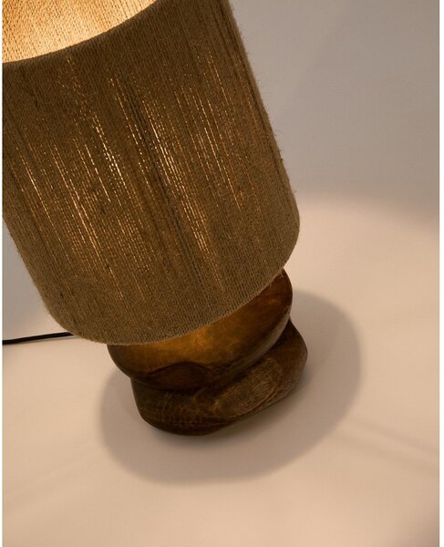 Stolna lampa od masivnog bagrema u tamnoj prirodnoj boji (visina 43 cm) Kor – Kave Home