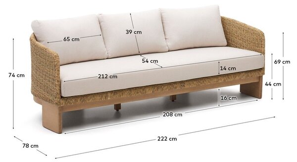 Bež/u prirodnoj boji vrtna sofa od umjetnog ratana Xoriguer – Kave Home