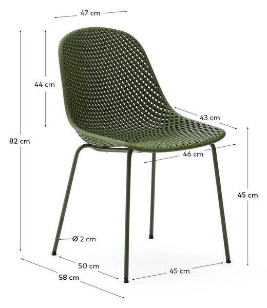 Tamno zelena metalna vrtna stolica Quinby – Kave Home