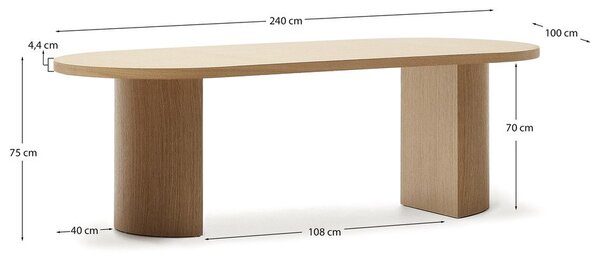 Blagovaonski stol u dekoru hrasta 100x240 cm Nealy – Kave Home
