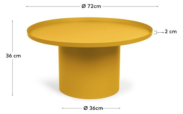 Senf žuti metalni okrugao stolić za kavu ø 72 cm Fleksa – Kave Home