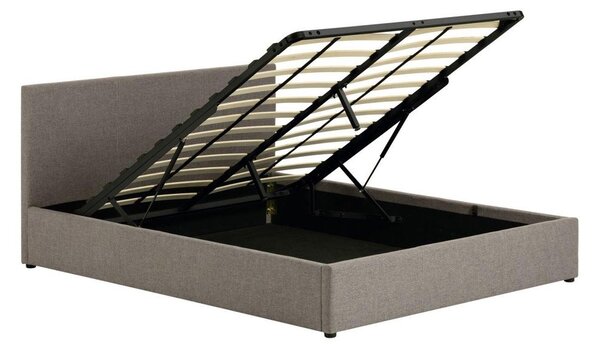 Sivi tapecirani bračni krevet s prostorom za odlaganje s podnicom 180x200 cm Nahiri – Kave Home