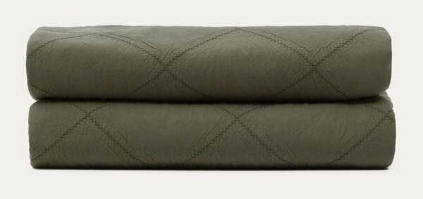 Zeleni pamučan prošiven prekrivač 240x260 cm Serla – Kave Home