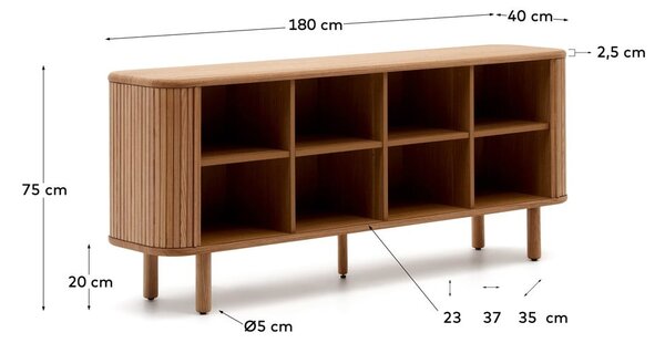 Komoda u dekoru jasena s kliznim vratima u prirodnoj boji 180x75,5x40 cm Mailen – Kave Home