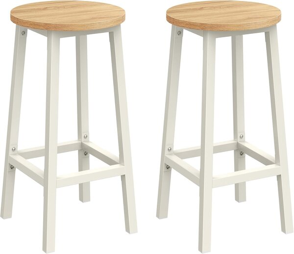 Set od 2 barske stolice, ‎32 x 32 x 65 cm, nosivosti do 100kg, bež i bijele boje