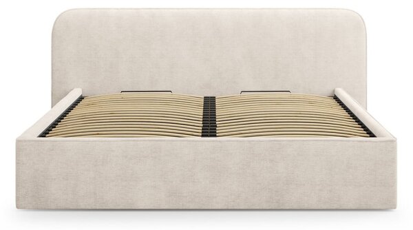 Bež tapecirani bračni krevet s prostorom za odlaganje s podnicom 200x200 cm Elizabeth – Micadoni