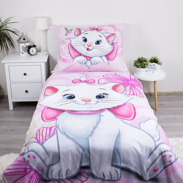 Ružičasta pamučna dječja posteljina za krevet za jednu osobu 140x200 cm Marie Cat "Pink" – Jerry Fabrics