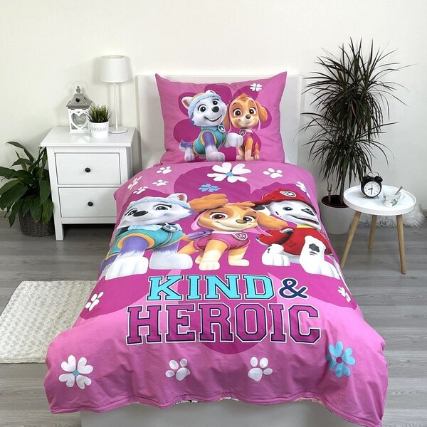 Ružičasta pamučna dječja posteljina za krevet za jednu osobu 140x200 cm Paw Patrol "Heroic" – Jerry Fabrics