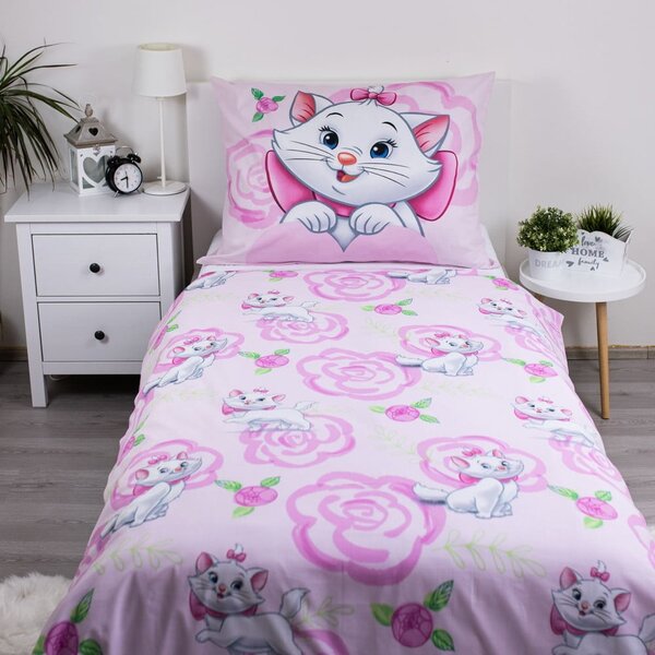 Ružičasta pamučna dječja posteljina za krevet za jednu osobu 140x200 cm Marie Cat "Pink" – Jerry Fabrics