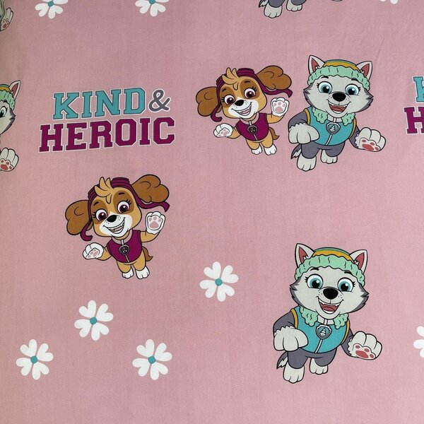 Ružičasta pamučna dječja posteljina za krevet za jednu osobu 140x200 cm Paw Patrol "Heroic" – Jerry Fabrics