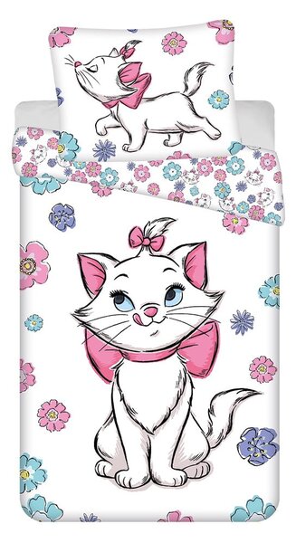 Bijela pamučna dječja posteljina za krevet za jednu osobu 140x200 cm Marie Cat "Floral" – Jerry Fabrics