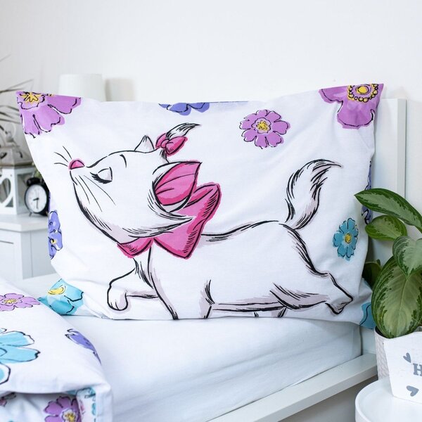 Bijela pamučna dječja posteljina za krevet za jednu osobu 140x200 cm Marie Cat "Floral" – Jerry Fabrics