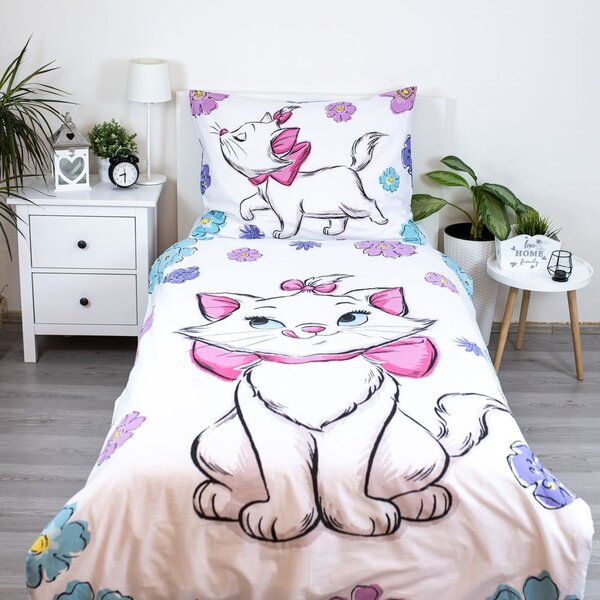 Bijela pamučna dječja posteljina za krevet za jednu osobu 140x200 cm Marie Cat "Floral" – Jerry Fabrics