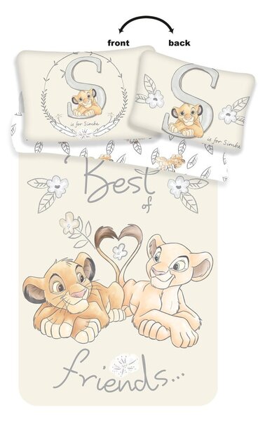 Svijetlo žuta pamučna dječja posteljina za dječji krevetić 100x135 cm Lion King "Best Friends" – Jerry Fabrics