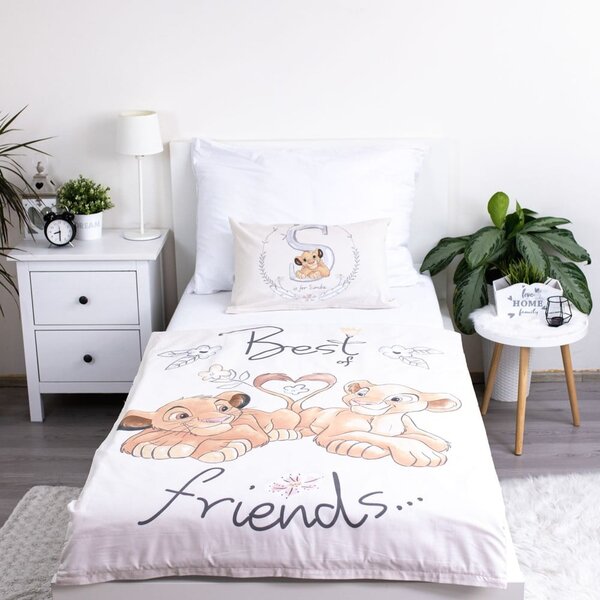 Svijetlo žuta pamučna dječja posteljina za dječji krevetić 100x135 cm Lion King "Best Friends" – Jerry Fabrics