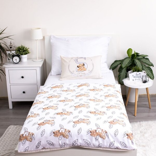 Svijetlo žuta pamučna dječja posteljina za dječji krevetić 100x135 cm Lion King "Best Friends" – Jerry Fabrics
