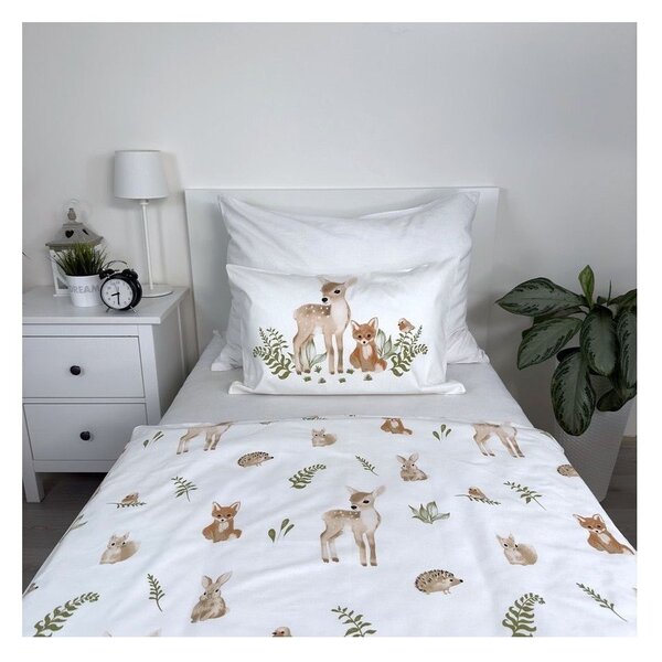 Bijela/smeđa pamučna dječja posteljina za dječji krevetić 100x135 cm Forest Animals – Jerry Fabrics