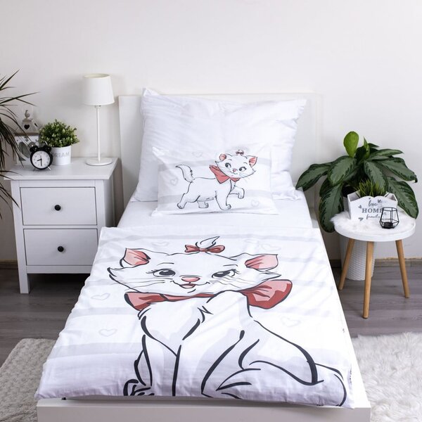 Bijela pamučna dječja posteljina za dječji krevetić 100x135 cm Marie Cat "Bow" – Jerry Fabrics