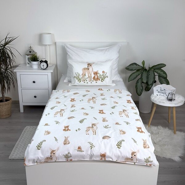 Bijela/smeđa pamučna dječja posteljina za dječji krevetić 100x135 cm Forest Animals – Jerry Fabrics