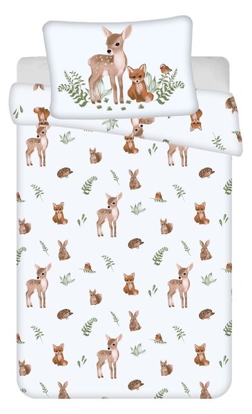 Bijela/smeđa pamučna dječja posteljina za dječji krevetić 100x135 cm Forest Animals – Jerry Fabrics