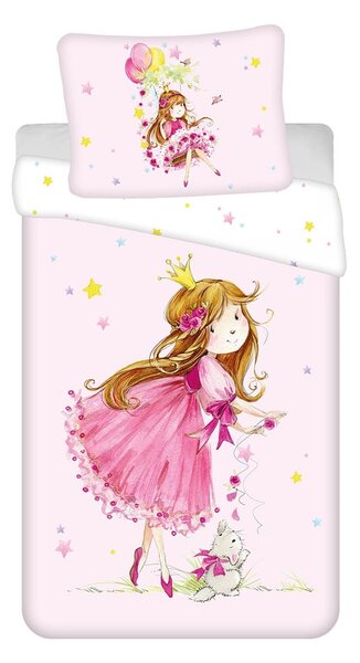 Ružičasta pamučna dječja posteljina za krevet za jednu osobu 140x200 cm Fairy – Jerry Fabrics