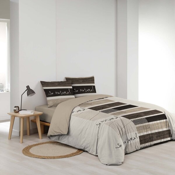 Smeđa pamučna posteljina za bračni krevet 200x200 cm So Natural – douceur d'intérieur