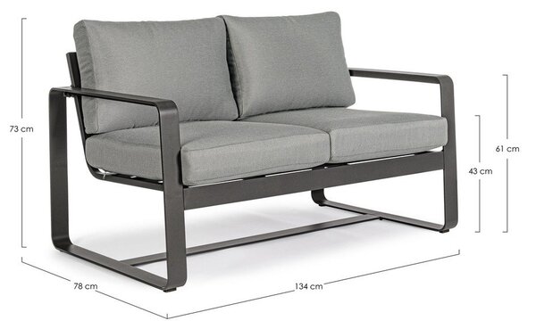 Siva vrtna sofa aluminijska Merrigan – Bizzotto