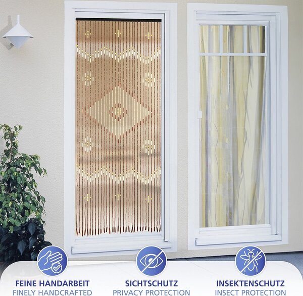 Zavjesa za vrata od bambusa u prirodnoj boji 90x200 cm Rhombus – Maximex