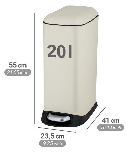 Krem željezna kanta za smeće s pedalom 20 l Design – Wenko