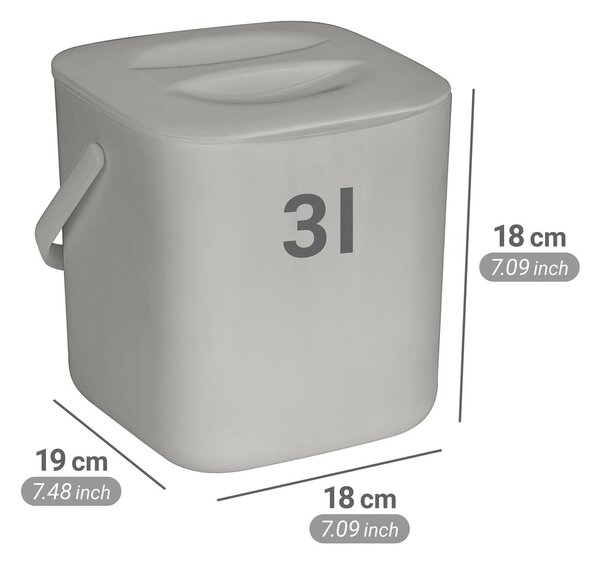 Svijetlo siva kanta za bio otpad 3 l Conny – Wenko