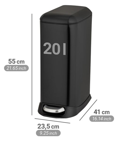 Mat crna željezna kanta za smeće s pedalom 20 l Design – Wenko