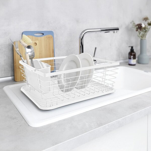 Bijeli metalni ocjeđivač za posuđe 36x30 cm Drip – Wenko