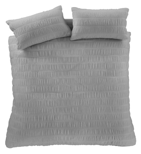 Siva posteljina za bračni krevet 200x200 cm Seersucker - Catherine Lansfield