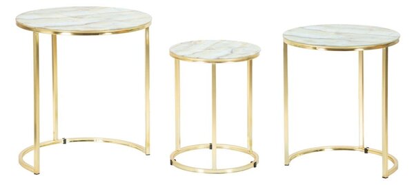 Set od 3 bijelo-zlatna stolića Mauro Ferretti Sepa