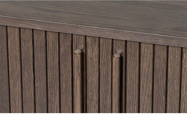 Smeđa komoda u dekoru hrasta s kliznim vratima 140x76x45 cm Meta – Unique Furniture