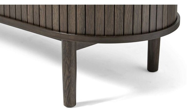 Smeđa komoda u dekoru hrasta s kliznim vratima 140x76x45 cm Meta – Unique Furniture